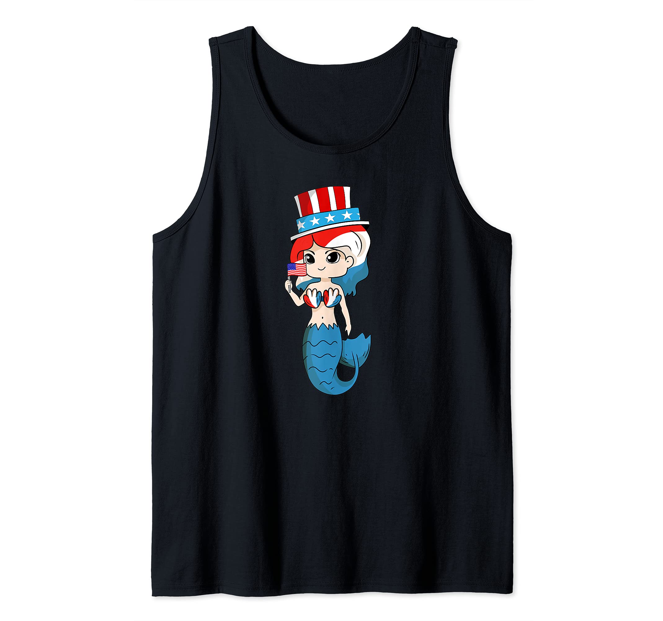 America 4th of July Independence Day Patriotic Mermaid Tank Top