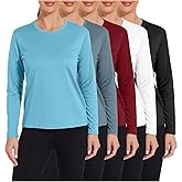 HovSiyla 5 Pack Women Long Sleeve Shirts Running T Shirts for Women Black Grey White Azure Burgundy Large