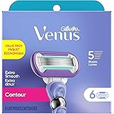 Gillette Venus Extra Smooth Contour Women’s Razor Blades, 5-Bladed Razor Refills, 6 Count