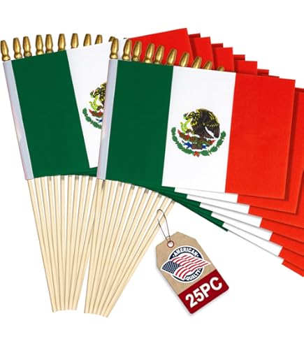 2 Pack Mexico Desk Flag, Mexican Table Office Flags, Small
