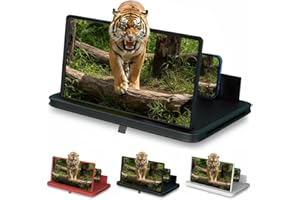 FIOPET Big Screen Phone Magnifier, 2026 Upgraded Screen Magnifier for Cell Phone, 3D HD Screen Expander Foldable Stand with Movie Screen Amplifier for Travel (Black, 10in)