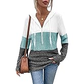 Cuptacc Womens Sweaters Fall Clothes Color Block Half Zip Womens Hoodies Elegant Sweatshirts Lightweight Tops Fashion Tunic