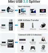 KiwiBird USB Hub 3 Port 3.0 2.0 Splitter for Laptop MacBook PC Flash Drive view 3