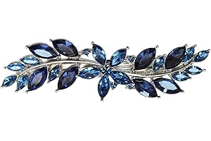 Faship Gorgeous Navy Blue Rhinestone Crystal Small Floral Hair Barrette Clip