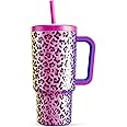 Meoky 30 oz Tumbler with Handle, Tumbler with Lid and Straw, Insulated Stainless Steel Travel Mug, 100% Leak-proof, Cupholder Friendly, Keeps Cold for 24 Hours or Hot for 8 Hours (Celebration)