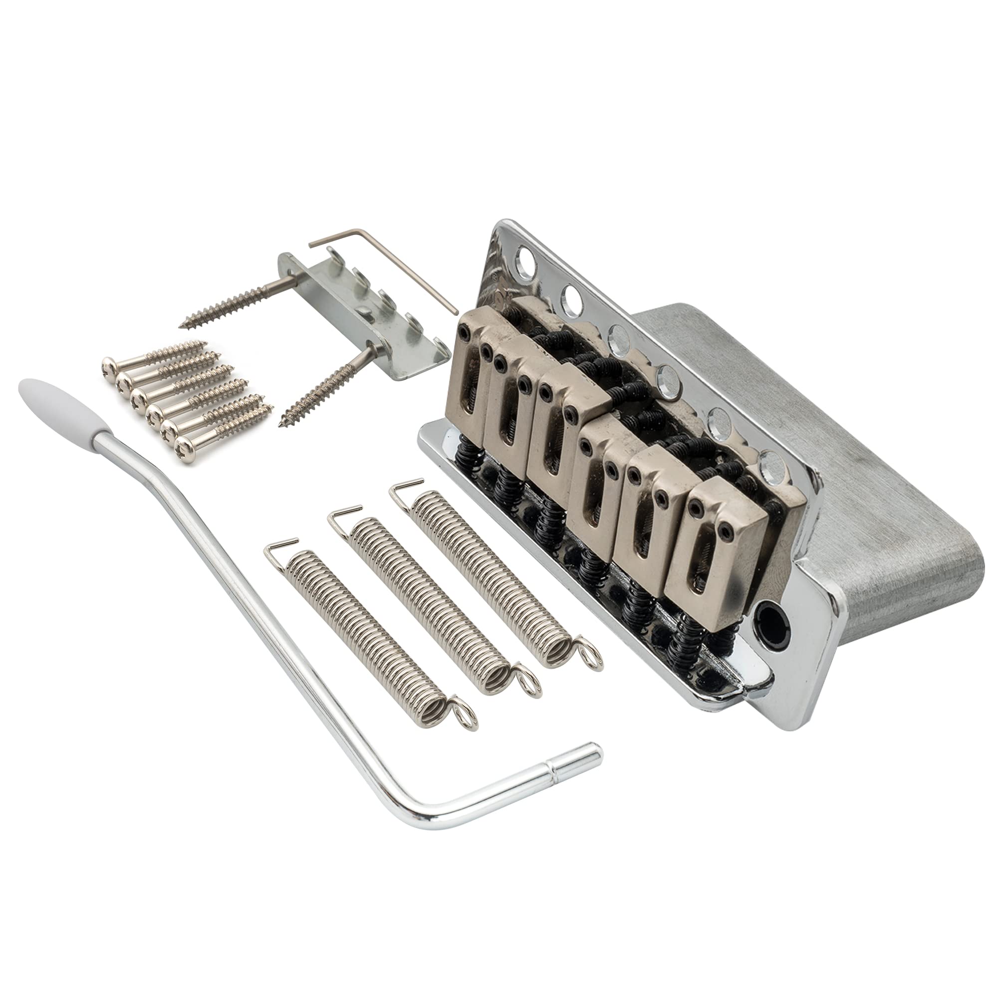 Wilkinson WOV02 52.5mm(2-1/16 inch) Tremolo Bridge 6-Screw for American Vintage Narrow Spacing Strat Electric Guitar, Chrome