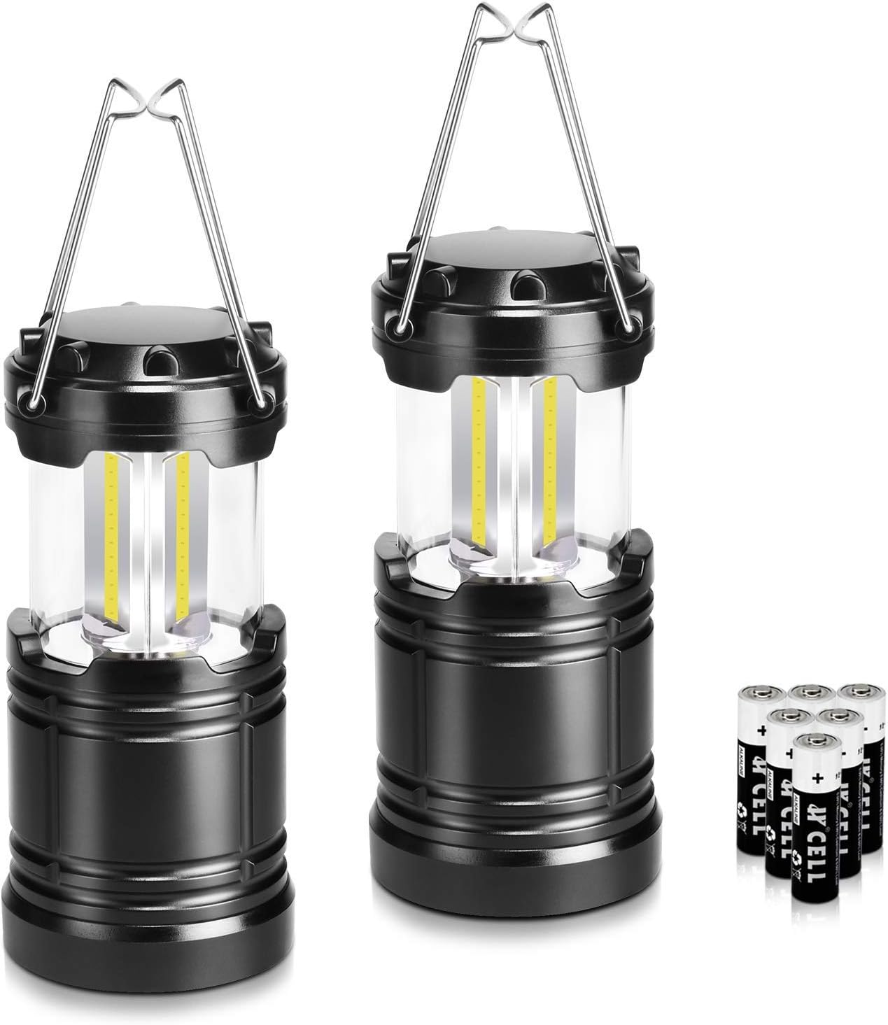 LETMY 2 Pack Camping Lantern with 6 AA Batteries Base