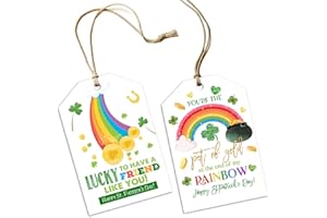 GREHUMOR 50pcs St. Patrick's Day Green Clover Decorations - Irish Gift Tags, Best of Luck Tags for St. Patrick's Day DIY Candy Box