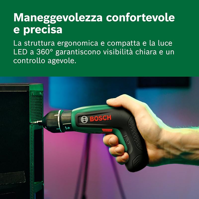 IXO8 Cacciavite a batteria (incl. adattatore angolare, set di 10 bit e batteria, in scatola di cartone)