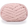 Chunky Knit Chenille Yarn for Hand Knitting Blankets, Super Soft Big Jumbo Blanket Yarn (Light Pink)