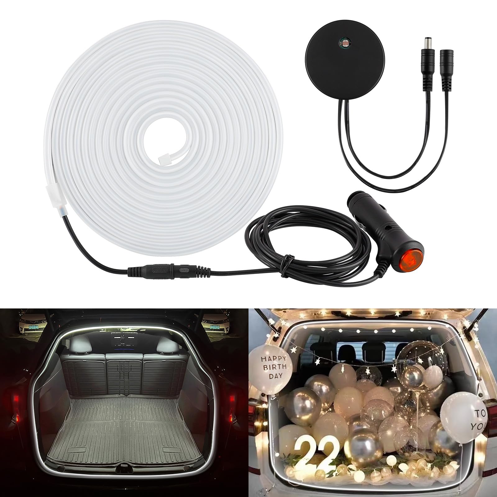 Photo 1 of Car Trunk Light Strip Bar LED White Atmosphere Ambient Lighting Interior Accessories Sensor Auto ON/Off Silicone Waterproof 12V 168 Inch Universal