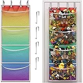 Honeyera The Original Storage for Stuffed Animals, Over Door Organizer for Stuffies, Baby Accessories, Toy Plush organizer, Breathable Hanging Storage Pockets Big Girls Toddler Large Bag (rainbow)