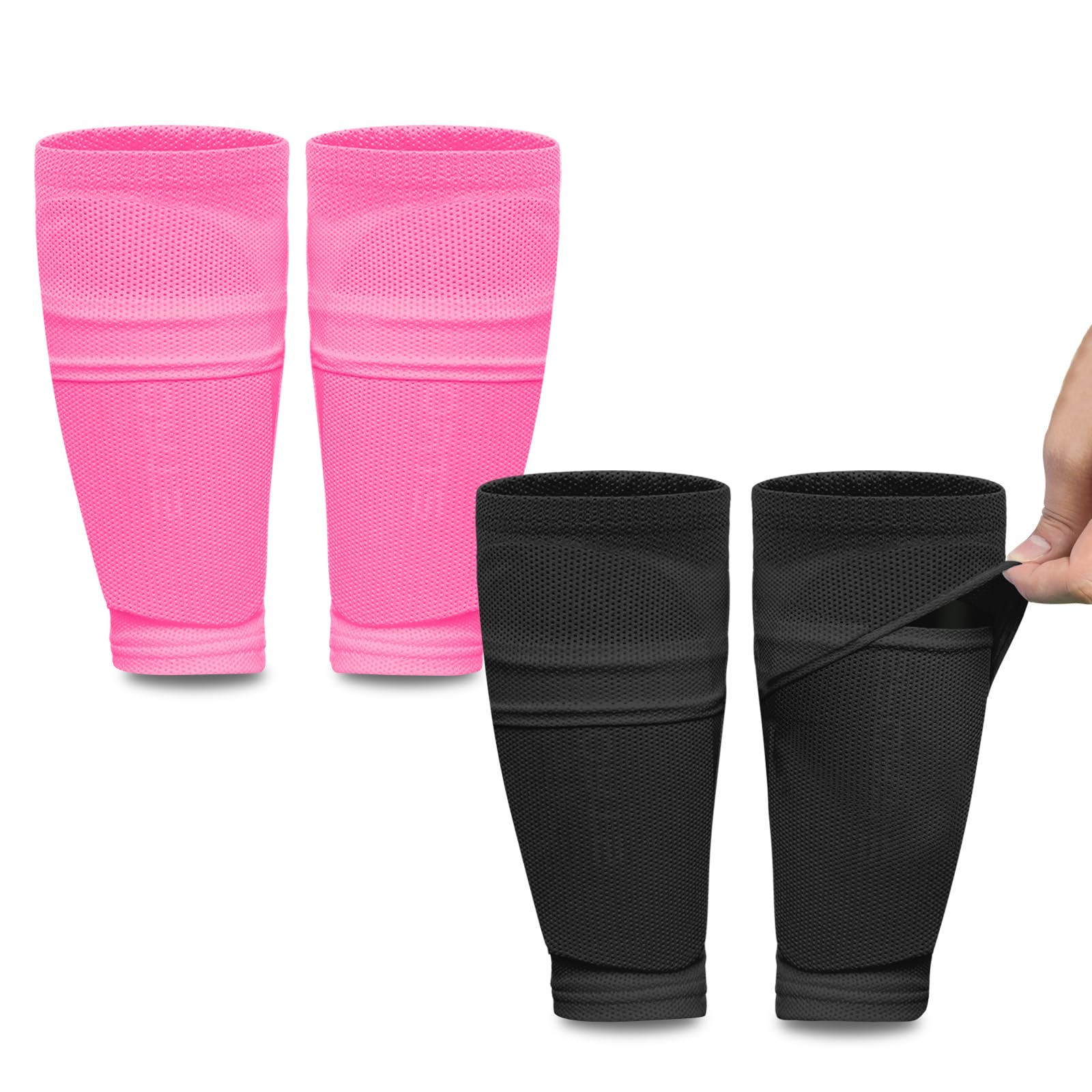 Photo 1 of ATHCISE 2 Pairs Kids Youth Soccer Shin Guard Sleeves with Optimized Insert Pocket, Shin Pad Compression Sleeves for 3-15 Years Old Boys Girls Child Teens for Soccer Sport