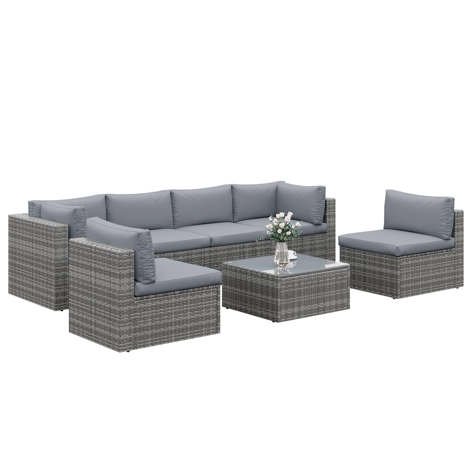 Photo 1 of **BOX 1 of 2 ** SELLING AS PARTS ONLY*** 

SUNVIVI OUTDOOR  Patio Furniture Sets All Weather Gery PE Wicker Couch Sofa with Glass Table, Removable Grey Cushions