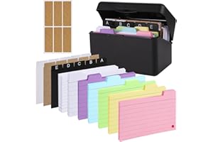 Index Card Holder Set, 3x5" Index Card Organizer Box with Dividers, Business, Recipe, or Note Card Storage Boxes for Home Off