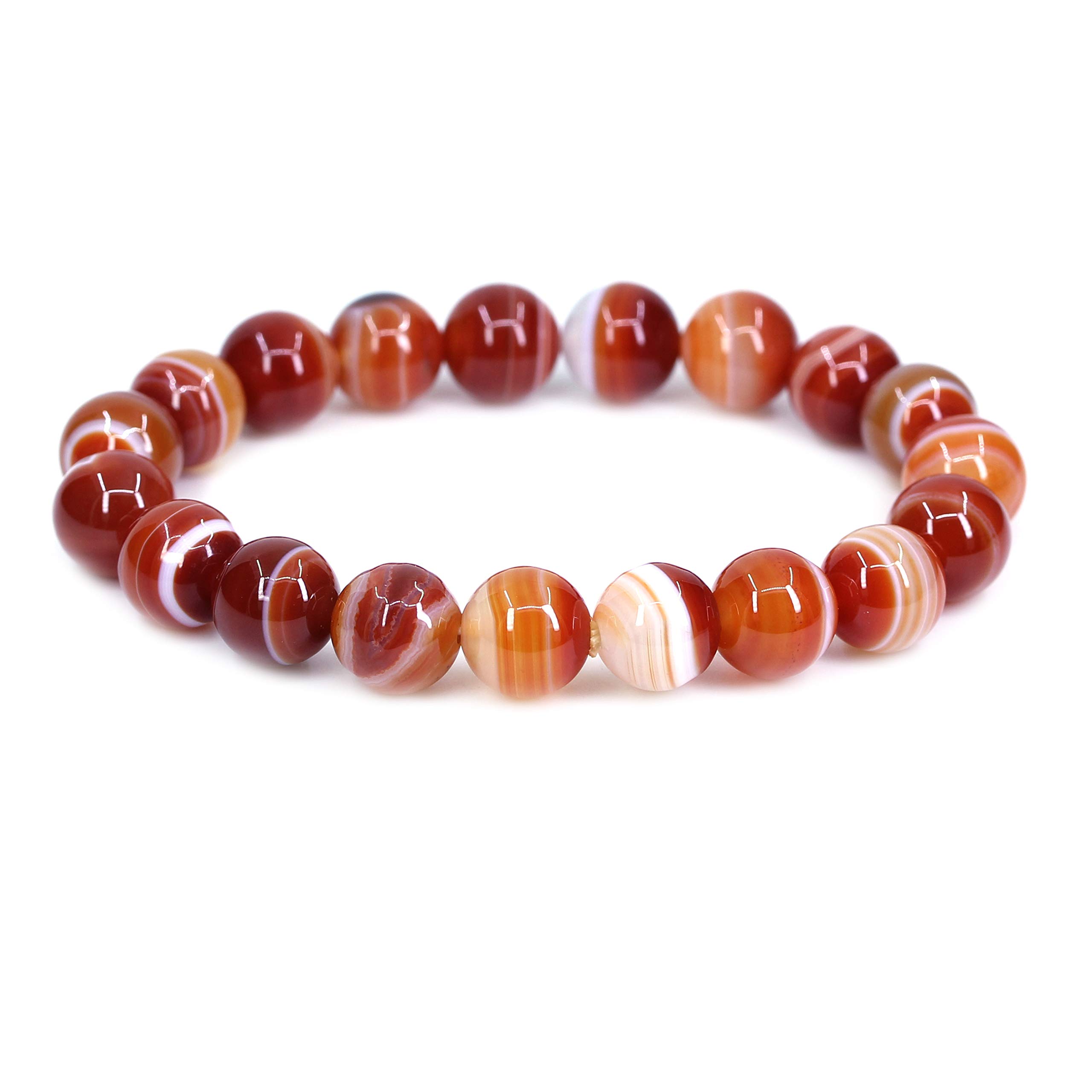CHENYUE Natural Red Dream Agate Gemstone 10mm Round Beads Stretch Bracelet 7" Unisex โ image 1