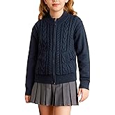 GRACE KARIN Girls Knit Cardigan Sweater Zip Long Sleeve Kids School Uniform Fall Jacket Size 6-14