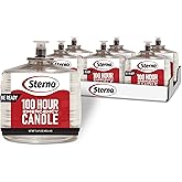 Sterno 100-Hour Emergency Candles - Long Burning Unscented Candles for Emergencies and Power Outages - Burns Up to 100 Hours - Set of 6 - Clean Burning Liquid Paraffin