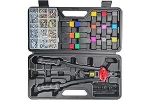 DKwoeshg 16" Professional Rivet Nut Tool Kit - Lever-Style Rivnut Tool with Visual Stroke Indicator, Nutsert Tool Kit Includes 15 Metric & SAE Mandrels for Threaded Inserts