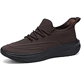 VAMJAM Men's Running Shoes Slip On Walking Shoes Non Slip Lightweight Workout Shoes Breathable Gym Sneakers Fashion Mesh Sneakers Brown Size 11