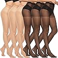 MANZI 6 Pairs 20D Women's Sheer Tights Ultra Thin High Waist Pantyhose Thigh Stockings