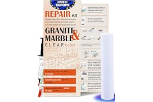 Granite Countertop Repair Kit (Clear Color + Polisher) - Made by Engineers I Also for Marble, Quartz, Acrylic, Fiberglass, Po