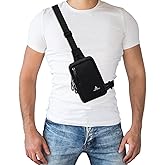 Peicees Small Crossbody Bag for Men Women Mini Sling Bag Travel Running Phone Daypack Cross Body Shoulder Bags, 2 Sizes, Small Black