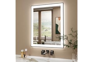 ISTRIPMF 24x30 Inch LED Bathroom Mirror with Black Frame, Backlit and Front Lighted Bathroom Mirrors for Wall, Anti-Fog, Dimmable, Memory, Shatterproof, LED Vanity Mirror for Bathroom