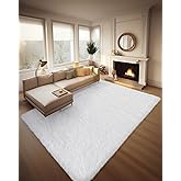 Ophanie 8x10 White Area Rugs for Living Room, Large Shag Bedroom Carpet, Big Indoor Thick Soft Nursery Rug, Ivory Carpets for Boy and Girls Room Dorm Home Decor Aesthetic