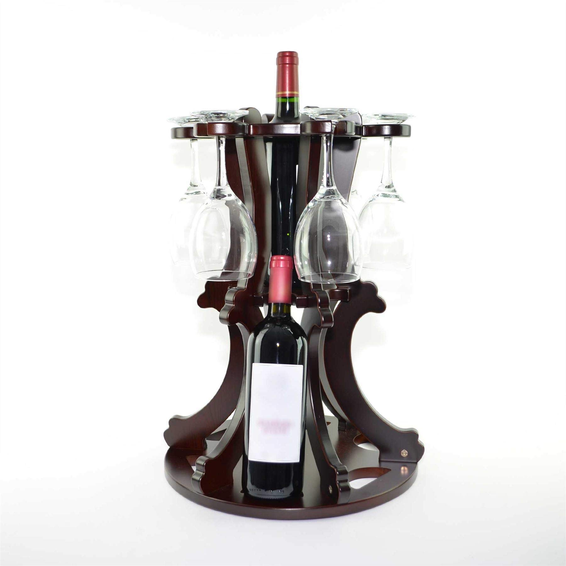18" Wooden Wine Bottle and Glass Holder Display Stand Wine Organizer Storage Home Decor Rack 7 Bottle 6 Glasses New Home Gifts Bar Decorations