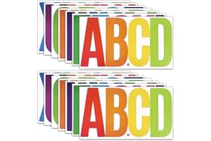 CMBBZZY 6 Inch Letter Stickers, 76 Pieces Self Adhesive Large Alphabet Symbol Sticker for Mailbox, Door, Truck and Outdoor, Waterproof & Weatherproof, 14 Sheets Multi