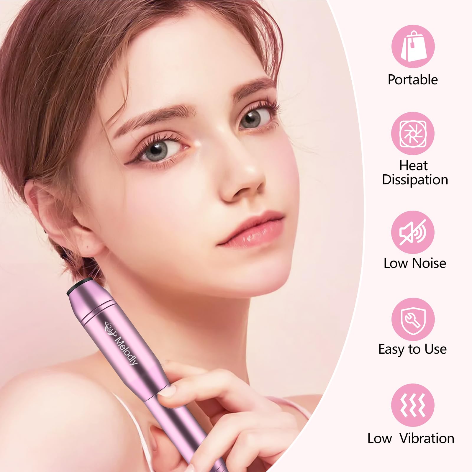 Electric Nail Drill, Professional Acrylic Nail Drills Machine for Gel, Acrylic Nails, Portable USB Electric Nail File Efile Set with Iridescent Nail Drill Bits, Manicure Pedicure Nail Tools