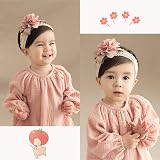 VEGCOO 4 Pcs Baby Girl Headbands Grosgrain Ribbon Faux Leather Stars Pink view 4