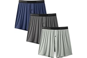 BAMBOO COOL Mens Boxer Shorts Underwear Soft Comfortable Breathable Knit Boxers Short for Men (3 or 5 Pack)
