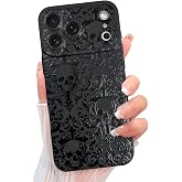 KANGHAR Designed for iPhone 17 Pro Case, Black Goth Aesthetic Skull | Cool Gothic Cross Design for Women Men Boys, Full Camera Protection, Slim Fit Soft TPU Shockproof Protective Cover
