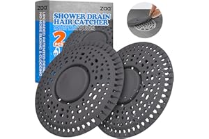 zaa Shower Drain Hair Catcher, Upgraded 2Pack Premium Silicone Drain Protector & Shower Drain Cover for Regular Floor Drains of Shower Room, Bathroom, Dark Gray