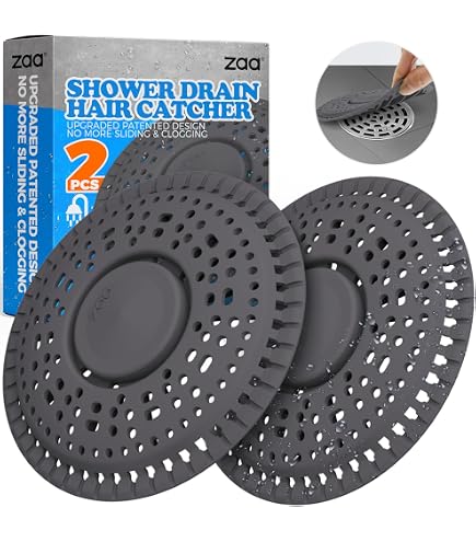Zaa 2-Pack Silicone Collapsible Hair Catcher For Bathtub Drains – Fits Pop-Up & Flat Drains, 4.5" Diameter, With Stainless Steel Weight – Prevents Clogs In Shower, Tub & Sink