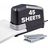 Bostitch Office Impulse Heavy Duty Electric Stapler Value Pack, 45 Sheet Capacity, Includes 5,000 Staples, No-Jam, Faster Stapling, Silver