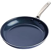 Blue Diamond 12" Nonstick Frying Pan Skillet, Diamond Infused PFAS & PTFE-Free Ceramic Pot, Dishwasher & Oven Safe, Stay Cool Handle, Durable Non Toxic Metal Utensil Safe, Egg & Omelet Pan, Blue