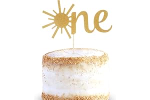 LEELEEAN Cake Topper for Baby 1st Birthday - Gold Glitter Sunshine First Anniversary Shower Topper, Single-sided Sun ONE Birthday Cake Smash Topper For Photo Booth Props, Party Cake Decorating Supplies