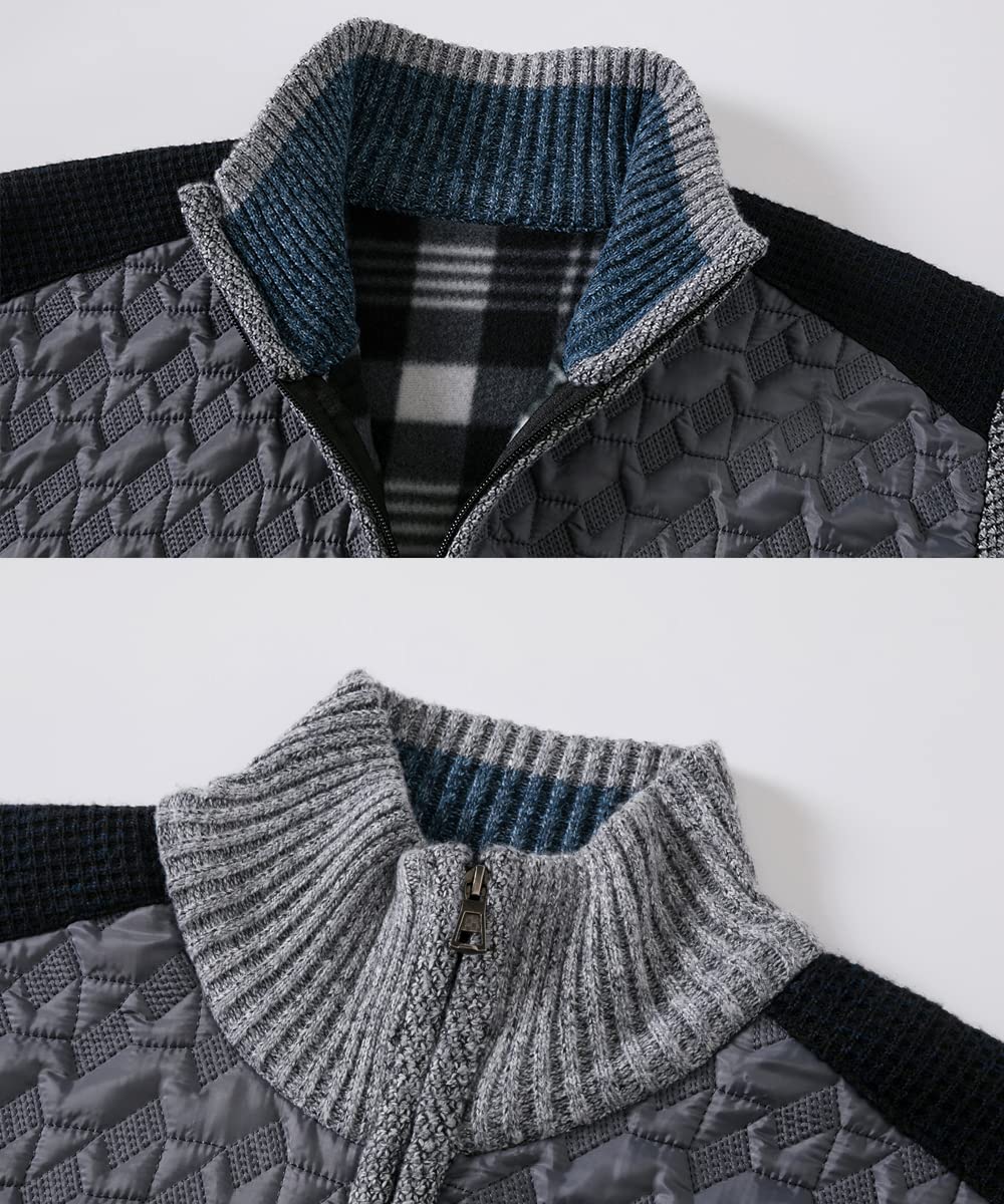 Msmsse Men's Full Zip Cardigan Sweater for Men Causal Thick Slim Fit Knitted Sweaters Jacket Black M