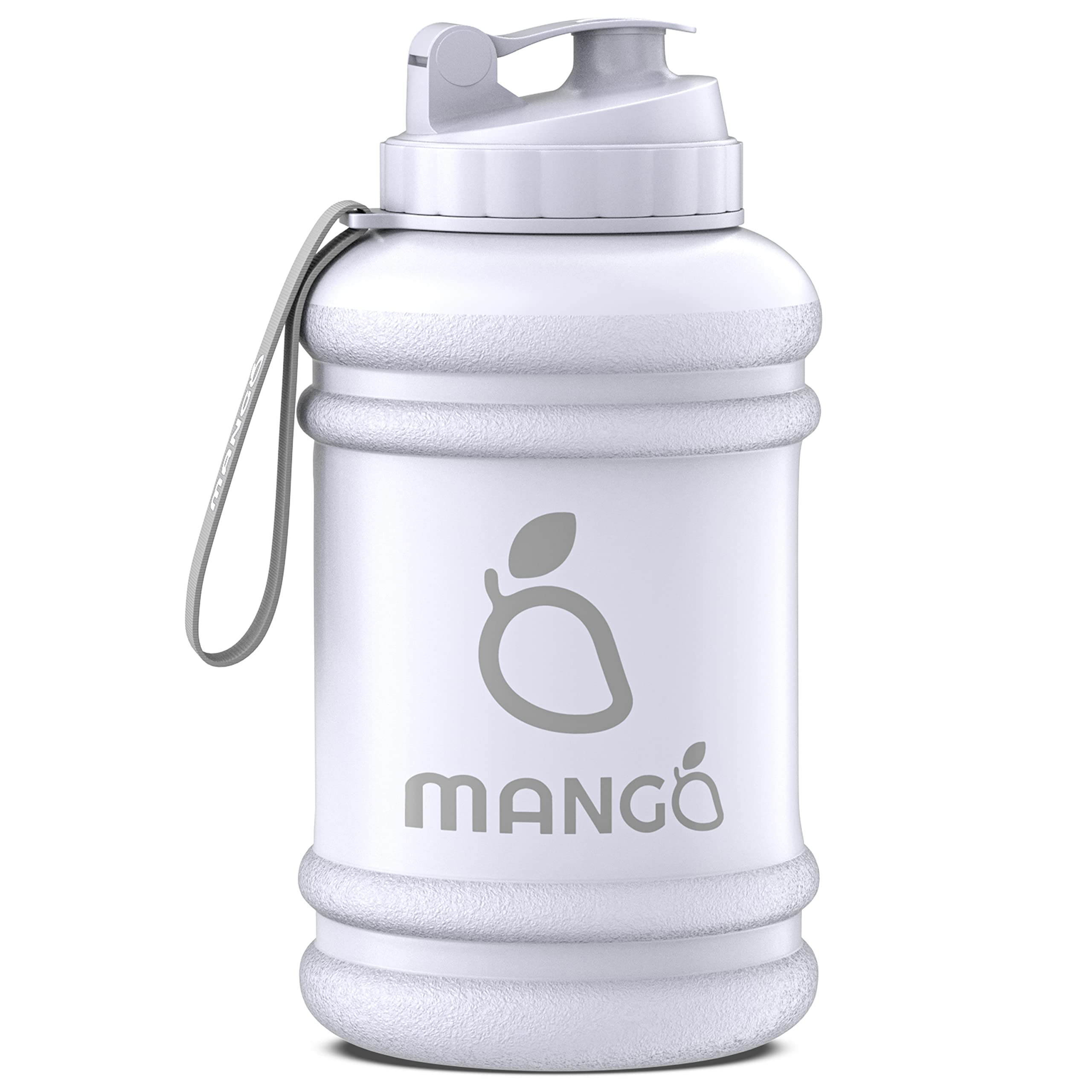 MANGO 2.2L Water Bottle With Straw and Time markings - BPA Free Xl Jug - Extra Large Durable Sports Bottles With Flip Cap - Ideal For Gym and Bodybuilding - Large Sports Reusable Water Bottle (White)
