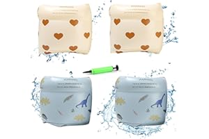 4PCS Inflatable Swim Arm Bands with Air Pump, Swimming Sleeves Arm Rings Tube Armlets Roll Up Arm Bands for Kids Toddlers and