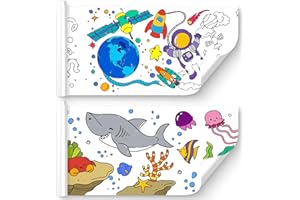 KEWEIS 2 Pcs Children's Drawing Roll, Coloring Paper Roll for Kids, 118×11.8 Inch Sticky DIY Painting Drawing Paper Rolls for Toddler, Christmas Gift, Wall Coloring Paper Stickers