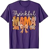 Thankful Mama Coquette Bows Mom Fall Thanksgiving Women T-Shirt