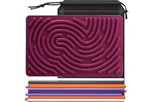 CMEECNE Sensory Activity Board, Double Side Silicone Design,Fidget Toy for ADHD & Autism,Calm Down, Stress, Anxiety, Kids 3+ & Adults Activities for Travel,Portable with Travel Bag & 20 Strings,Purple