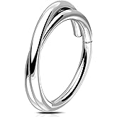 Melighting 20G/18G Double Nose Ring Hoop 316L Surgical Steel Hinged Segment Clicker Cartilage Helix Daith Tragus Rook Conch Earring Lip Ring Piercing Jewelry 6mm 8mm 10mm 12mm
