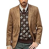 PJ PAUL JONES Mens Blazer Jacket Faux Leather Suit Jacket Casual 2 Buttons Suede Sport Blazer Coat with Pockets