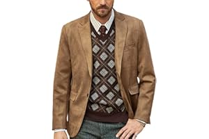 PJ PAUL JONES Mens Blazer Jacket Faux Leather Suit Jacket Casual 2 Buttons Suede Sport Blazer Coat with Pockets