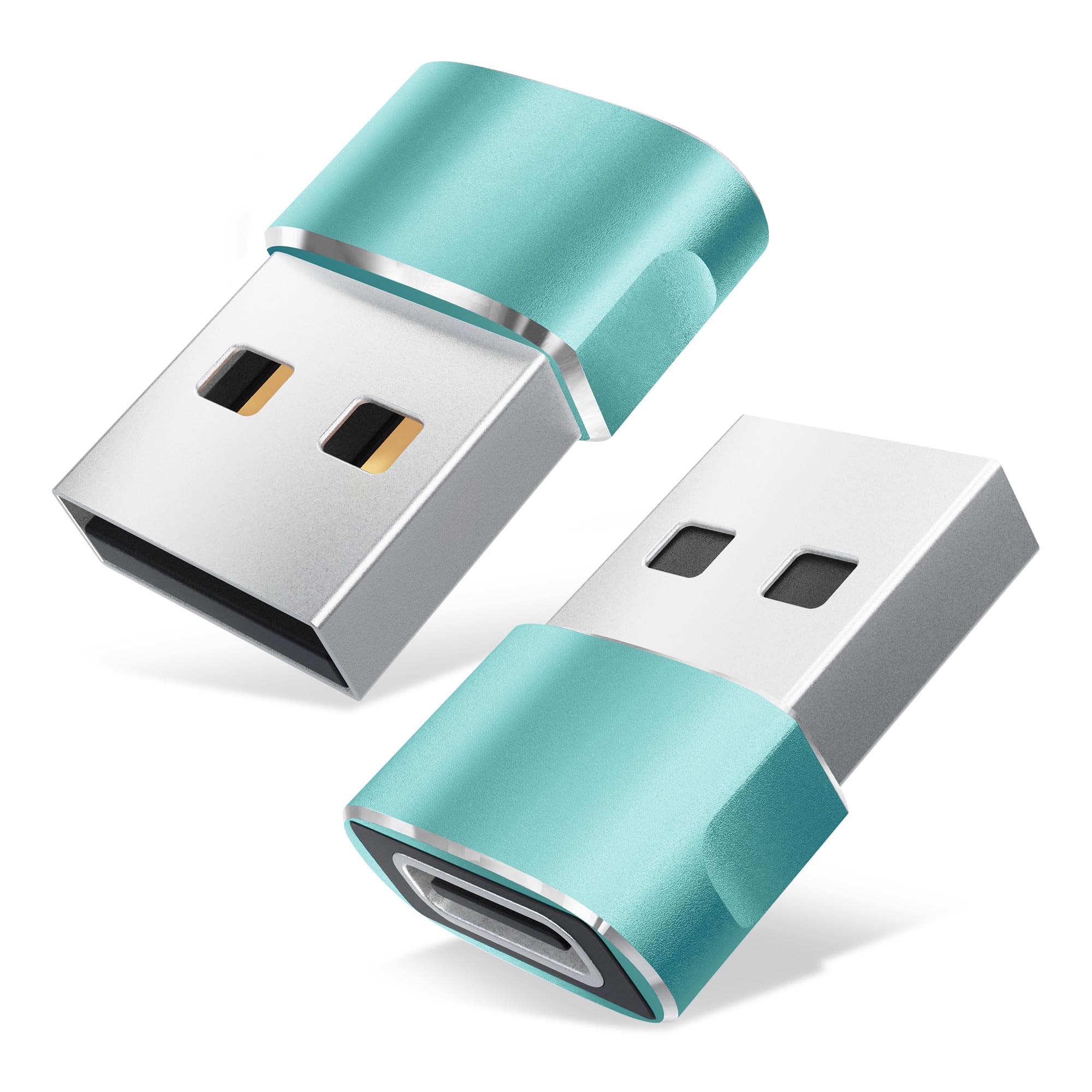 CELLONIC 2x USBC to USBA Adapters - USB C Female to USB A Male Converter Twin Pack - Fast Charging & Fast Data Transfer Connector for iPhone, iPad, Galaxy, Huawei, Phone, Tablet, Laptop - Green